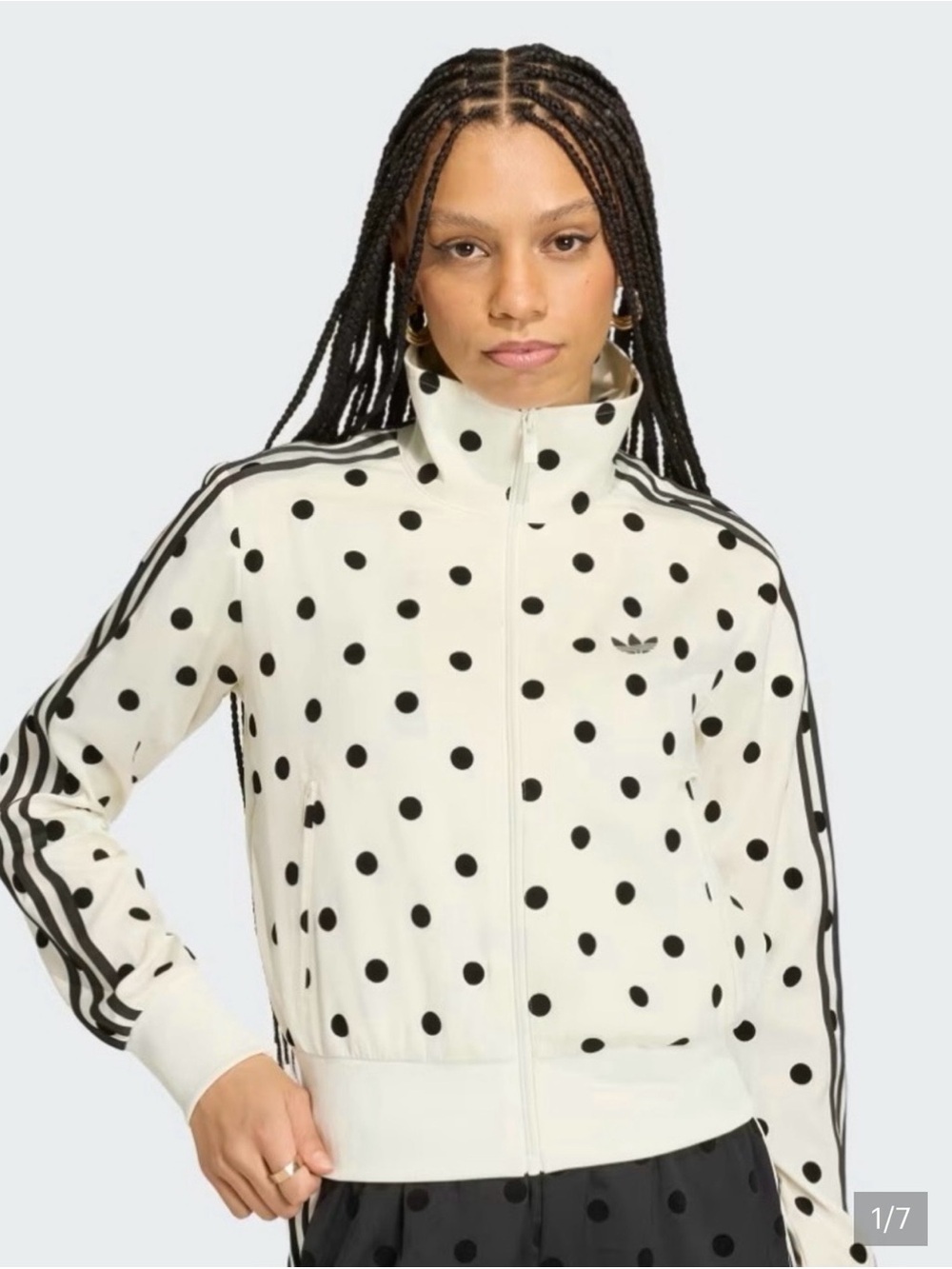 adidas Cream and Black Polka Dot Bomber Jacket